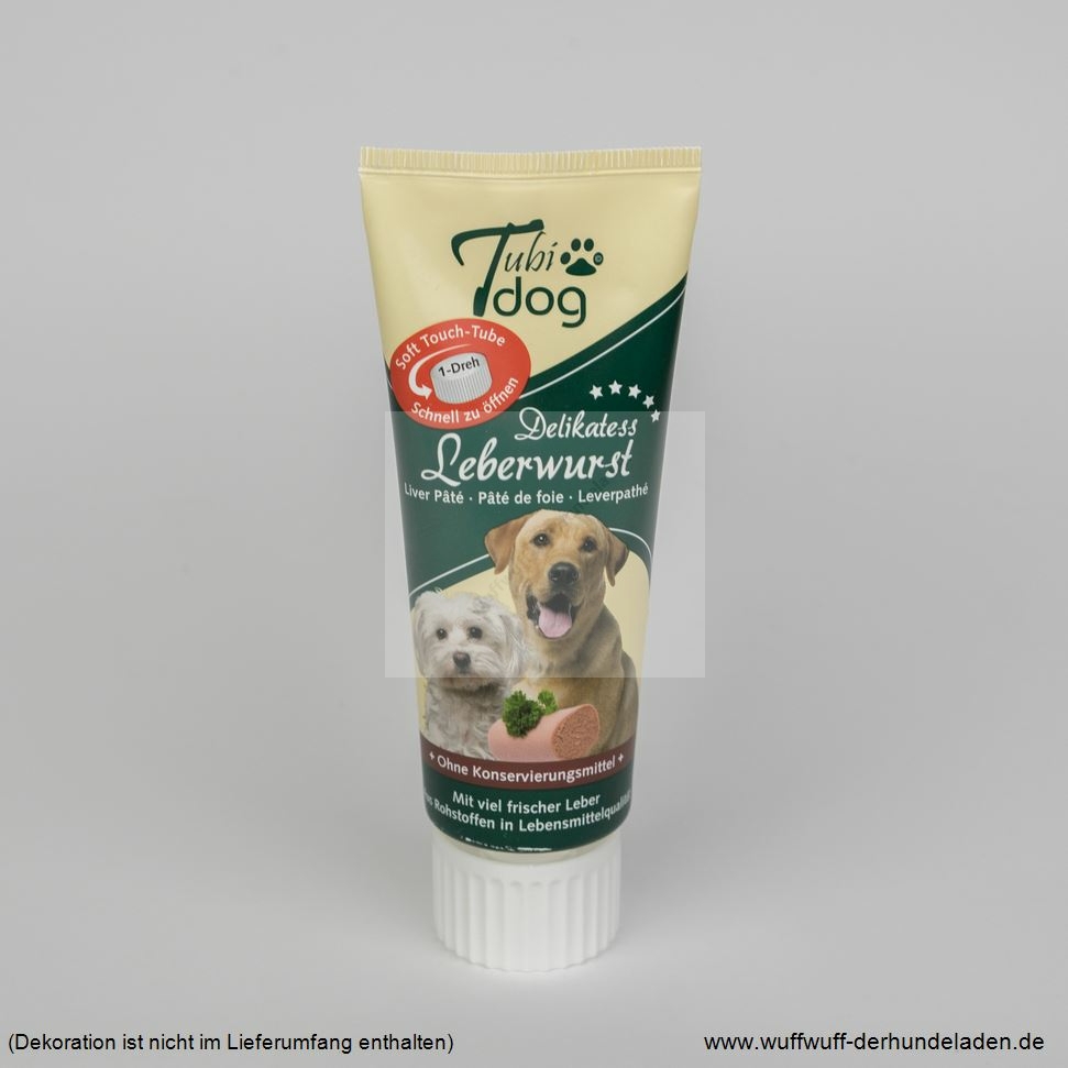 Tubi Dog Delikatess Leberwurst Aus Der Tube Für Hunde | 5er Pack | 5 X 75 G | Praktische Soft-Touch-Tube | Zuckerfreie Fettreduzierte Snackpaste Ohne Konservierungsstoffe
