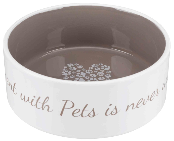 Keramiknapf - Time spent with Pets is never wasted creme/ braun