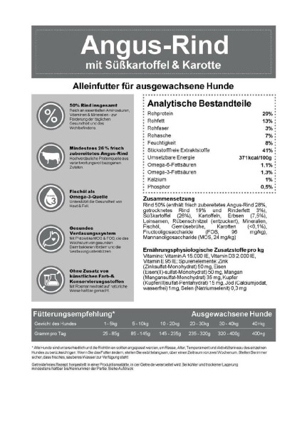 Adult Angus-Rind mit S&uuml;&szlig;kartoffel und Karotte 12kg
